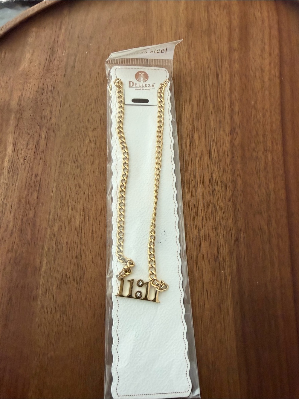 Delleza Gold Tone Chain Necklace with Number Pendant - Picture 2 of 3